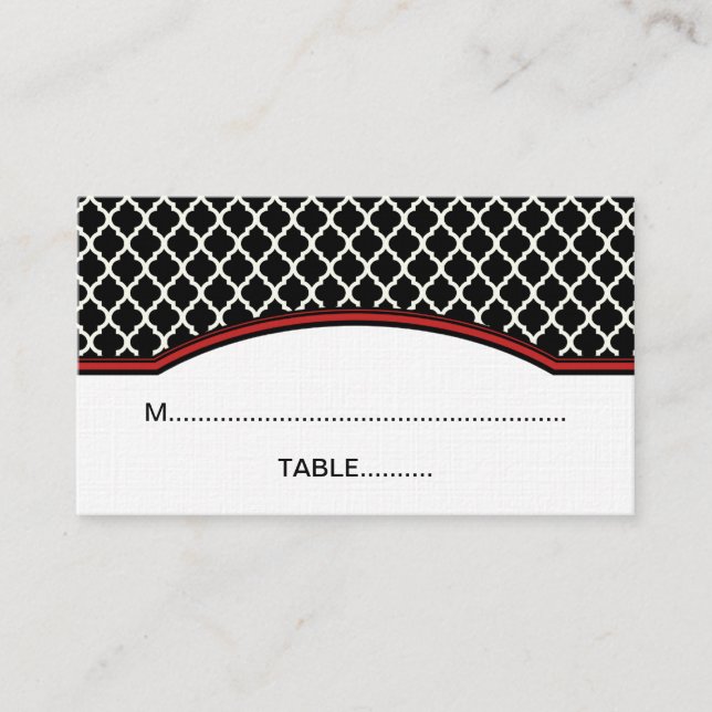 Placement Carte de place Red Elegant Quatrefoil (Devant)