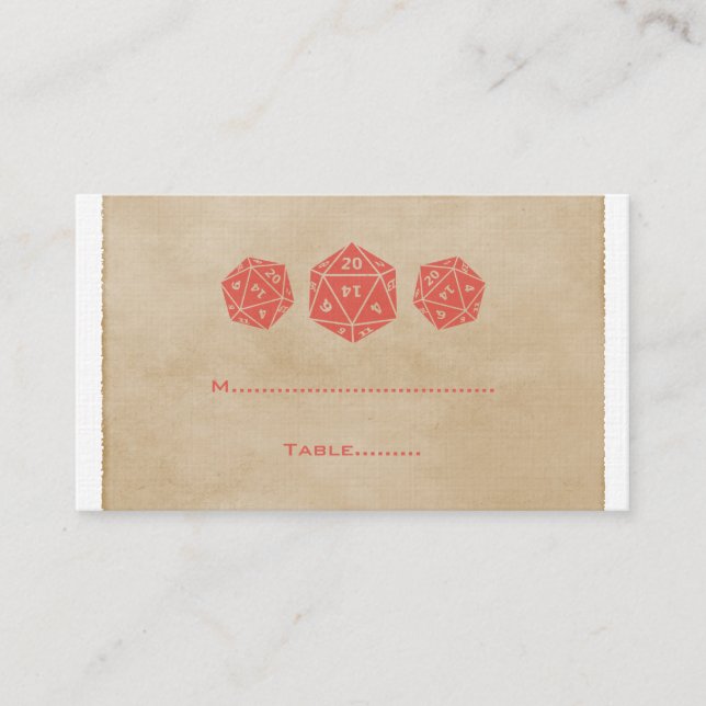 Placement Carte de place Red Grunge D20 Dice Gamer (Devant)