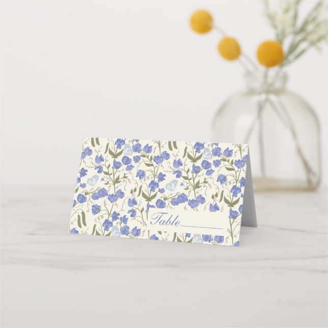 Placement Carte de place Sweet Pea Blue Flowers (Devant)