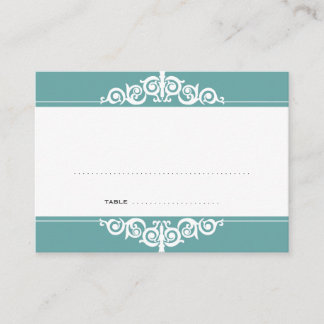 Placement Carte de place turquoise mariage victorien escorte