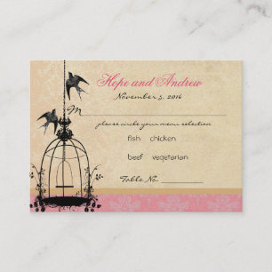 Placement Carte de place vintage Bird Cage avec Menu Selecti