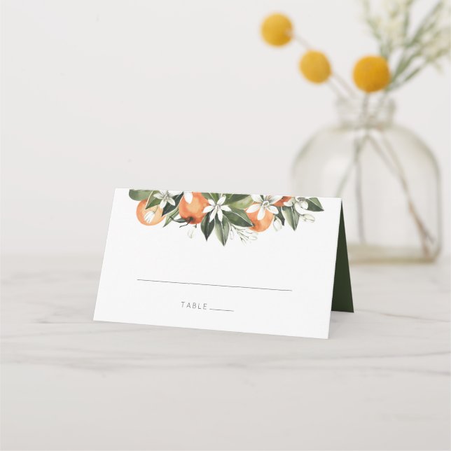 Placement Carte de place Watercolor Greenery Orange Blossom (Devant)