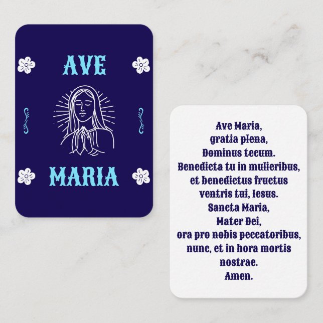 Placement Carte de prière Ave Maria - Latin Hail Mary (Devant / Derrière)