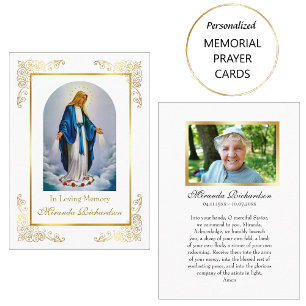 Placement Carte de prière catholique commémorative de photo