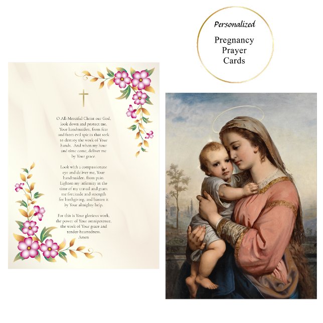 Placement Carte de prière catholique de grossesse à fleurs t (Créateur téléchargé)