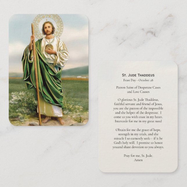 Placement Carte de prière catholique romaine de St. Jude Tha (Devant / Derrière)