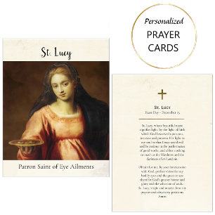 Placement Carte de prière catholique Sainte-Lucie, patronne