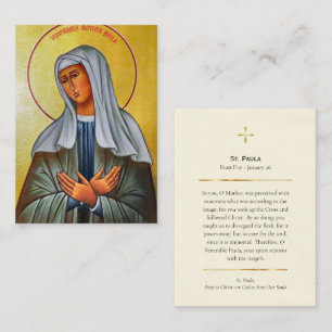 Placement Carte de prière chrétienne orthodoxe de Ste Paula 