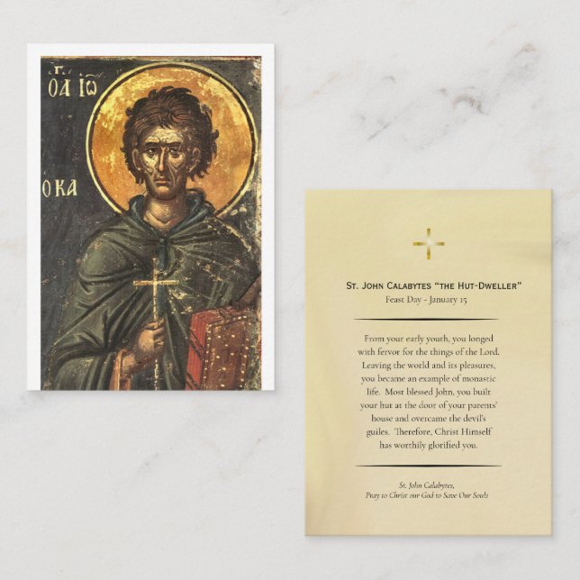 Placement Carte de prière chrétienne orthodoxe St. John Cala (Devant / Derrière)