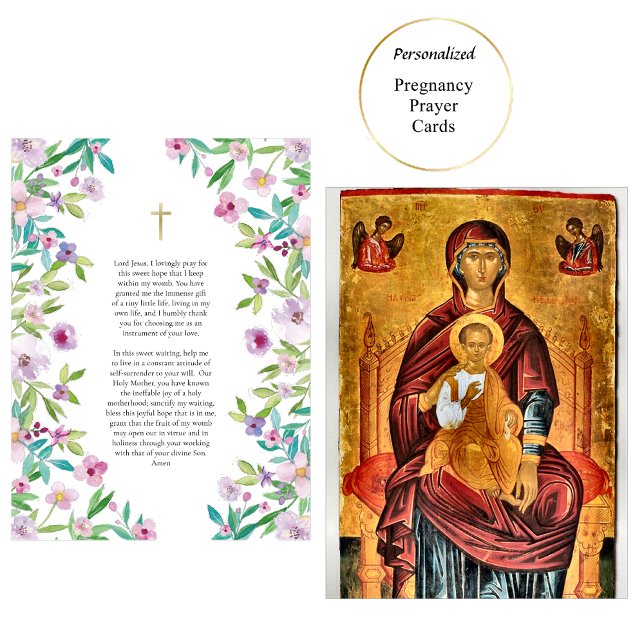Placement Carte de prière de grossesse orthodoxe Fleurs de p (Créateur téléchargé)