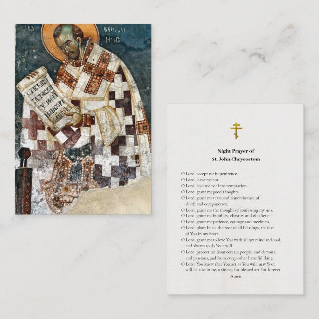 Placement Carte de prière de la prière nocturne de St Jean C (Devant / Derrière)