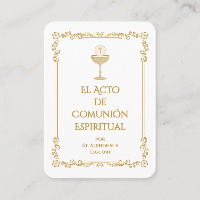 Placement Carte de prière de l'Acte de Communion Spirituelle (Devant)