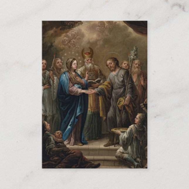 Placement Carte de prière de mariage aux fleurs bleues aquar (Devant)