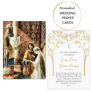Placement Carte de prière de mariage catholique Arbres en or