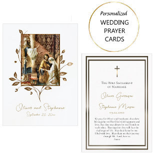 Placement Carte de prière de mariage catholique aux feuilles