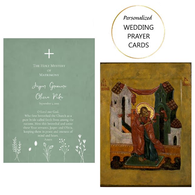 Placement Carte de prière de mariage Fleurs sauvages sur fon (Créateur téléchargé)