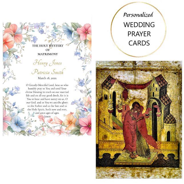 Placement Carte de prière de mariage orthodoxe aux fleurs pr (Créateur téléchargé)
