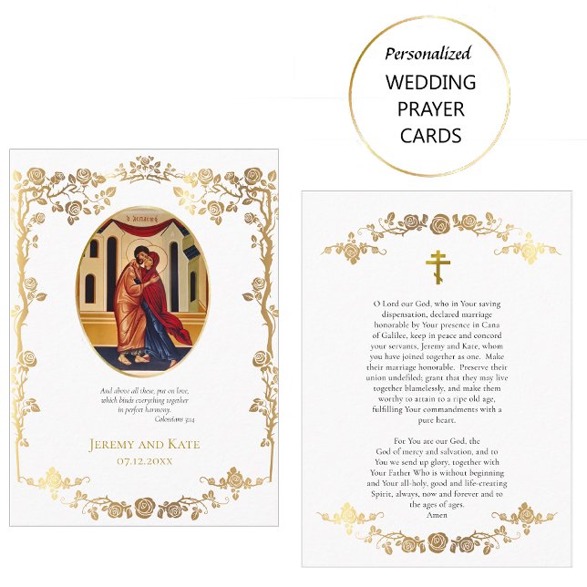 Placement Carte de prière de mariage orthodoxe aux roses dor (Créateur téléchargé)