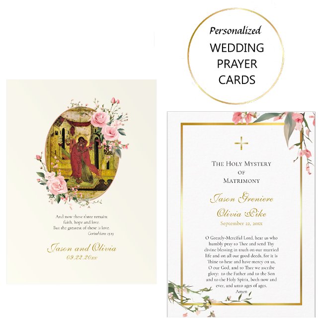Placement Carte de prière de mariage orthodoxe Roses et Bour (Créateur téléchargé)