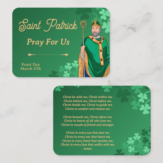 Placement Carte de prière de saint Patrick – Prière du plast (Devant / Derrière)