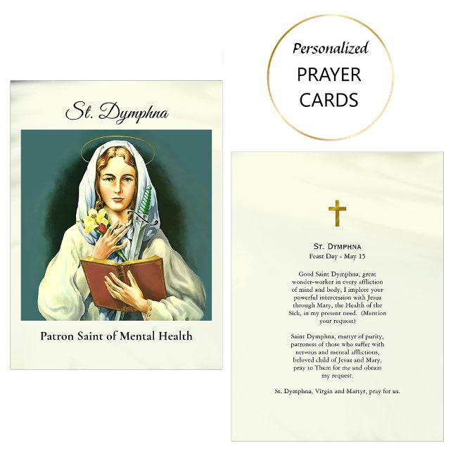 Placement Carte de prière de Sainte Dymphna, patronne cathol (Créateur téléchargé)