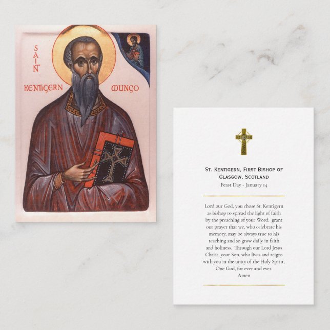 Placement Carte de prière de St. Kentigern, premier évêque d (Devant / Derrière)