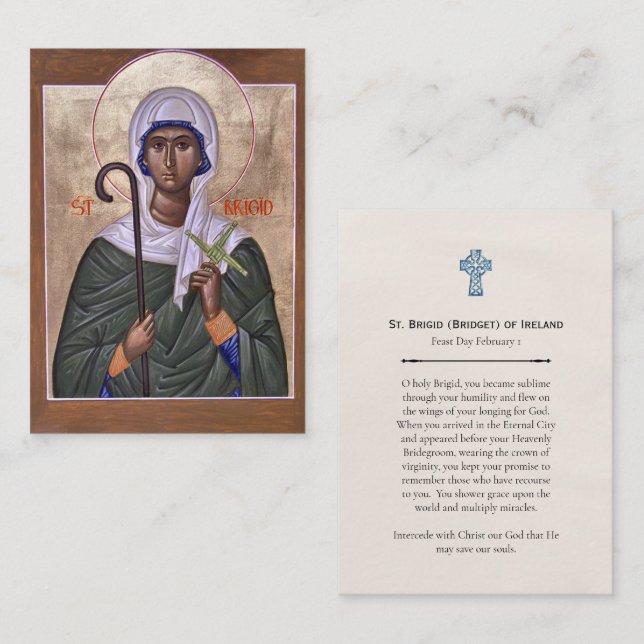 Placement Carte de prière de Ste Brigitte (Bridget) d'Irland (Devant / Derrière)