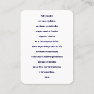 Placement Carte de prière El Padre Nuestro - Notre Père espa