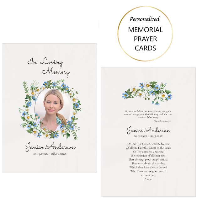 Placement Carte de prière funéraire catholique aux fleurs pr (Créateur téléchargé)