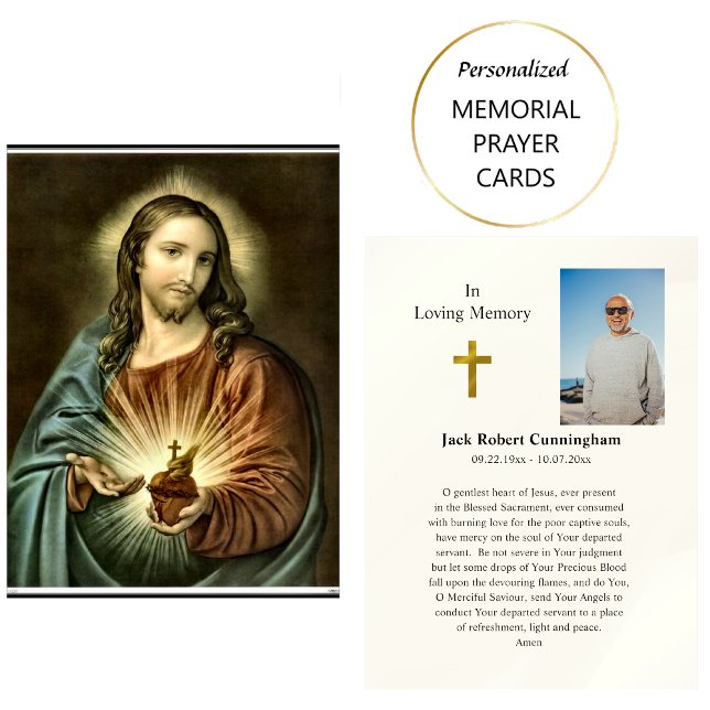 Placement Carte de prière funéraire catholique du Sacré-Cœur (Créateur téléchargé)