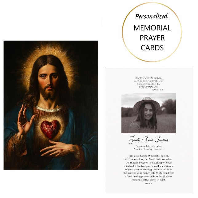 Placement Carte de prière funéraire catholique du Sacré-Cœur (Créateur téléchargé)