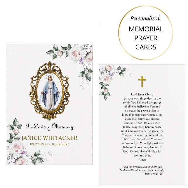 Placement Carte de prière funéraire catholique romaine de la (Créateur téléchargé)