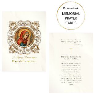 Placement Carte de prière funéraire catholique romaine pour