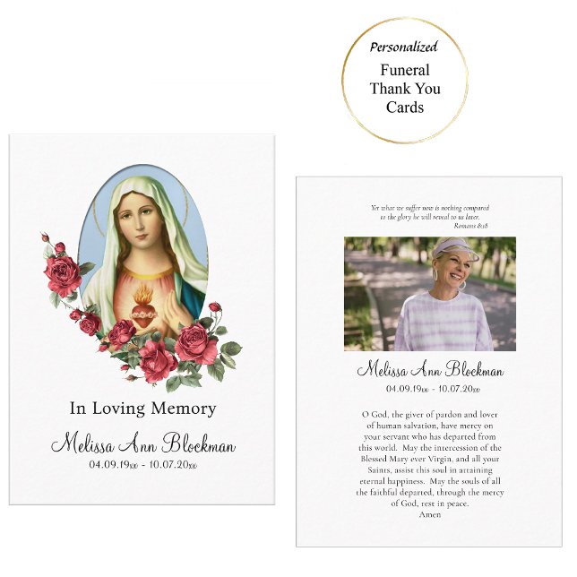 Placement Carte de prière funéraire Cœur immaculé de Marie (Créateur téléchargé)