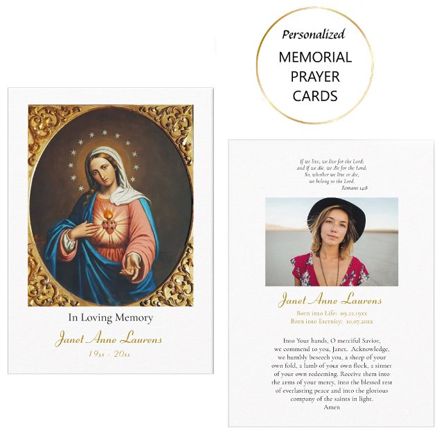 Placement Carte de prière funéraire Cœur Immaculé de Marie (Créateur téléchargé)