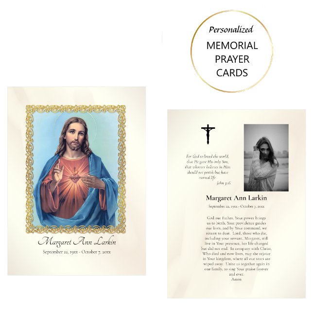 Placement Carte de prière funéraire du Sacré-Cœur de Jésus   (Créateur téléchargé)