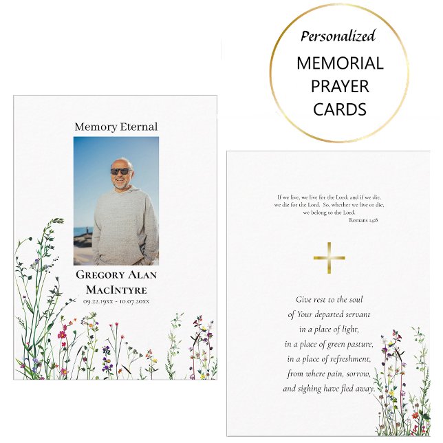 Placement Carte de prière funéraire orthodoxe Fleur sauvage  (Créateur téléchargé)