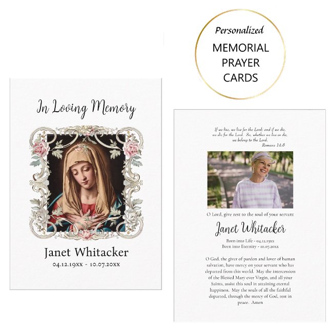 Placement Carte de prière funéraire Rose à cadre décoratif e (Créateur téléchargé)