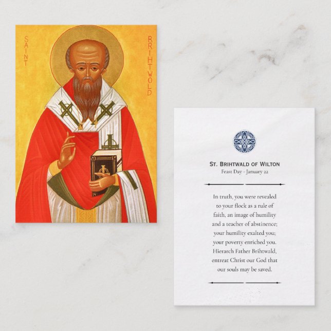 Placement Carte de prière orthodoxe de St. Brihtwald de Wilt (Devant / Derrière)