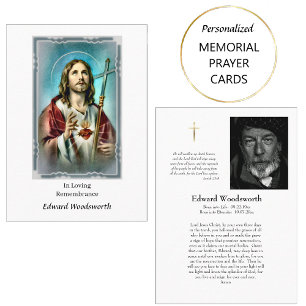 Placement Carte de prière photo mémorielle catholique romain