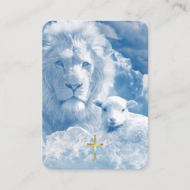 Placement Carte de prière Psaume 23 Lion & Agneau (Devant)