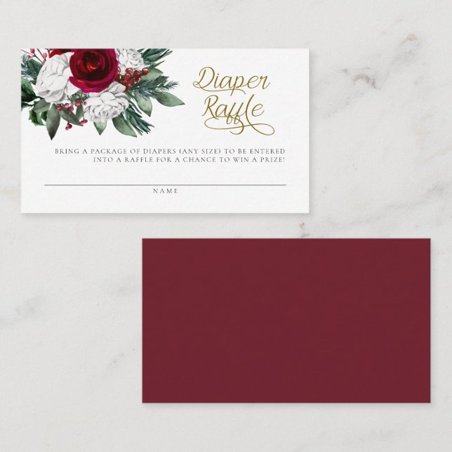 Placement Carte de rabat floral hivernale de Noël (Devant / Derrière)