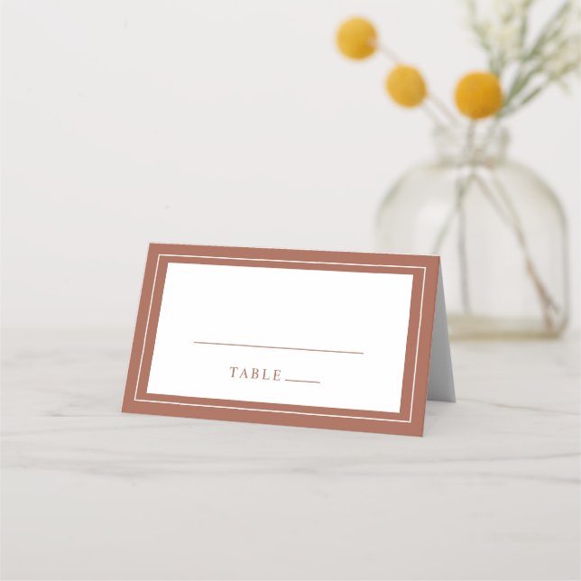 Placement Carte de Repas Élégante en Terracotta (Devant)