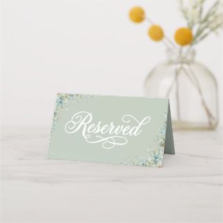 Placement Carte de réservation Vert Sauge Eucalyptus