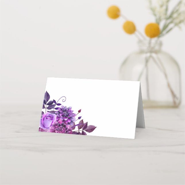 Placement Carte de séjour aux fleurs violettes. Floral maria (Devant)