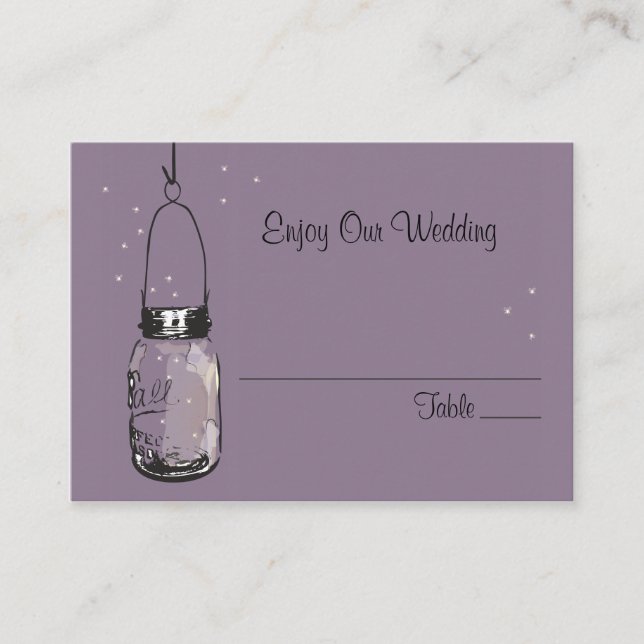 Placement Carte de siège d'escorte lucioles & Mason Jar (Devant)