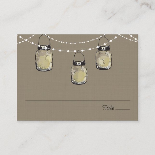 Placement Carte de siège d'escorte Mason Jar String de lumiè (Devant)