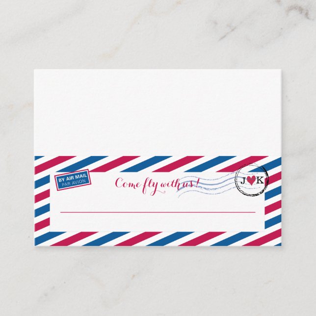 Placement Carte de siège Mariage de l'Airmail rouge et bleu (Devant)
