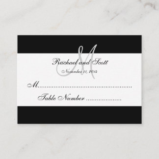 Placement Carte de siège simple Mariage Monogramme noir