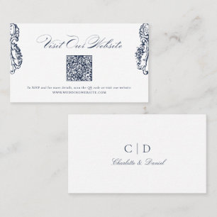 Placement Carte de site Web à code QR Navy Vintage Classic S